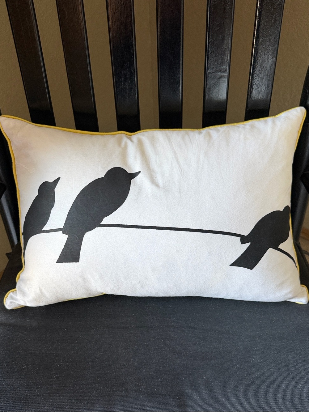 Black Birds On A Wire Lumbar Accent Pillow